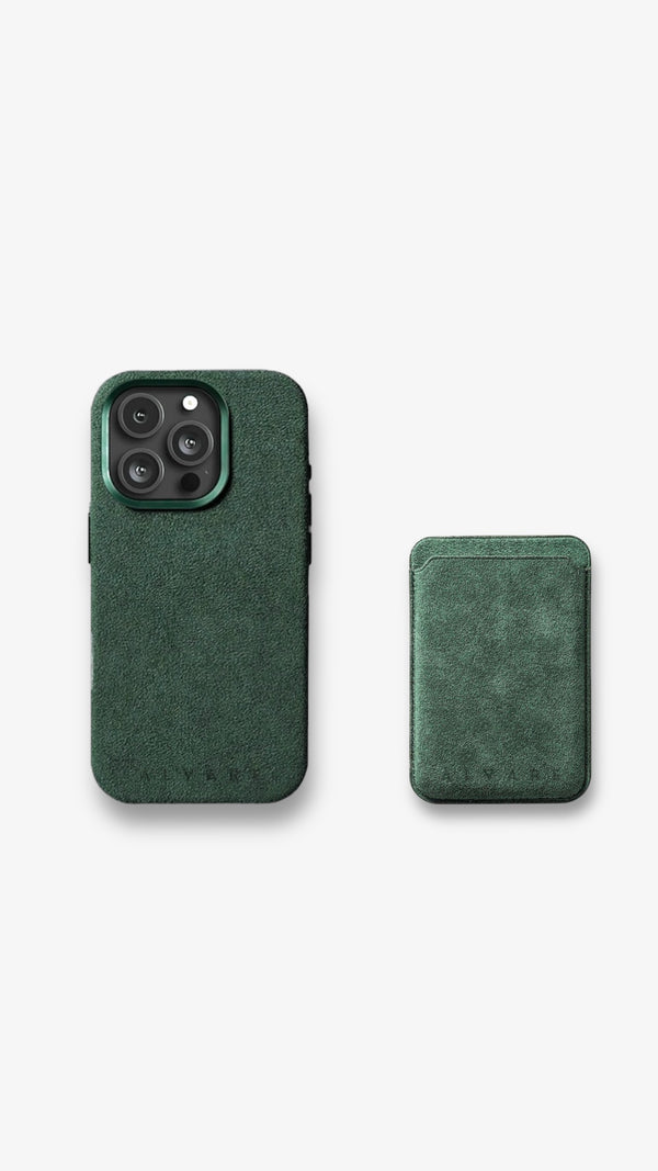 iPhone Alcantara Case + Magsafe Wallet - Green